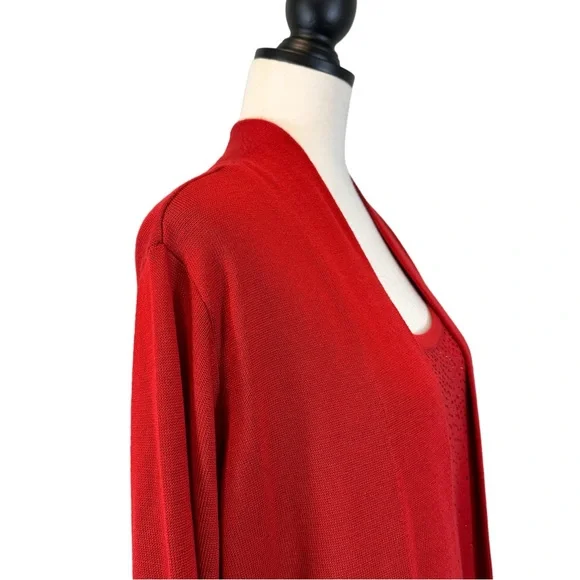 Charter Club Red Sweater Faux Twinset Rhinestone Accent, Size 3X - Picture 6 of 11